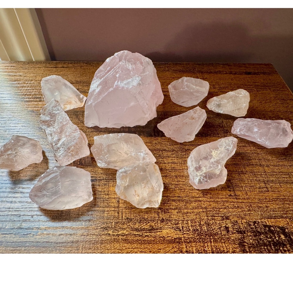 Natural Rose Quartz Crystal Bulk Lot 12pc‎ Raw Pink Stones Boutique Closeout